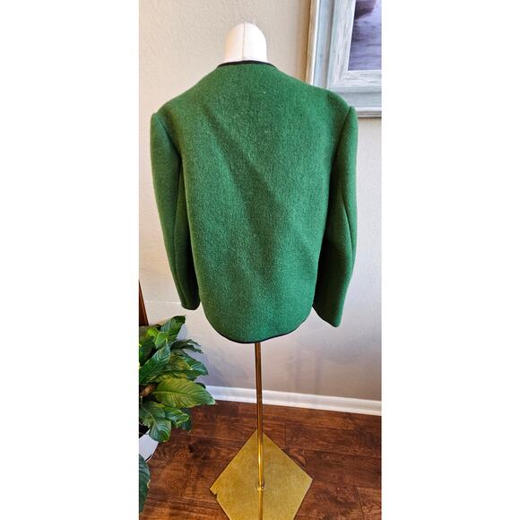 Original Boos Austria Jacket Boiled Wool Coin Silver Button Women Size S Green - Picture 6 of 11